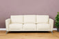 83" Cream Leather Sofa With Black Legs