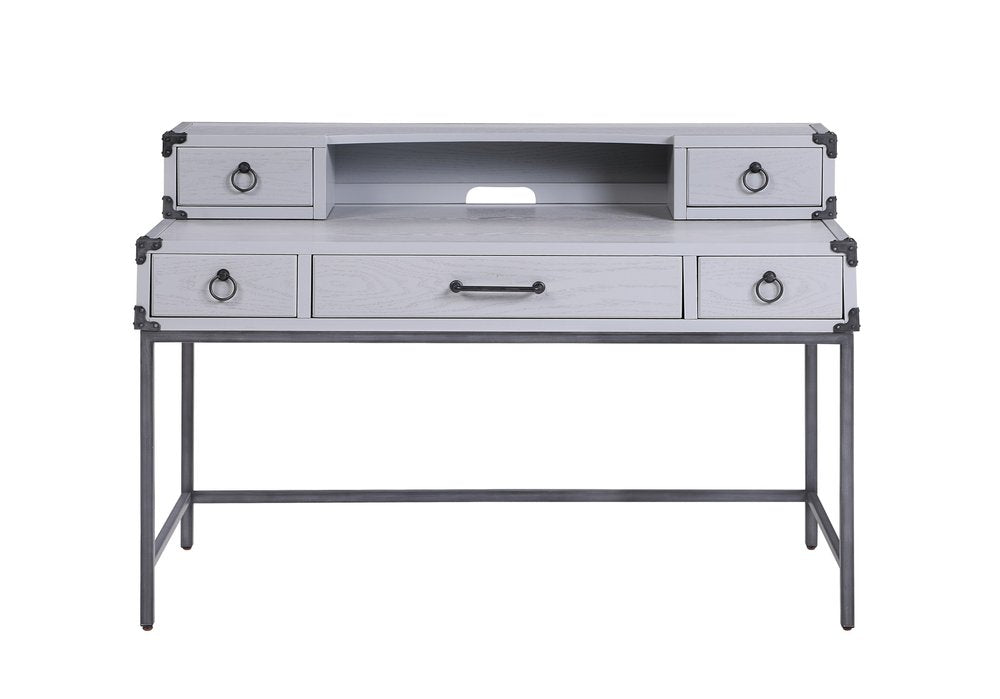 Escritorio de madera gris de 54" con cinco cajones