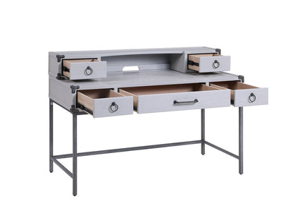 Escritorio de madera gris de 54" con cinco cajones