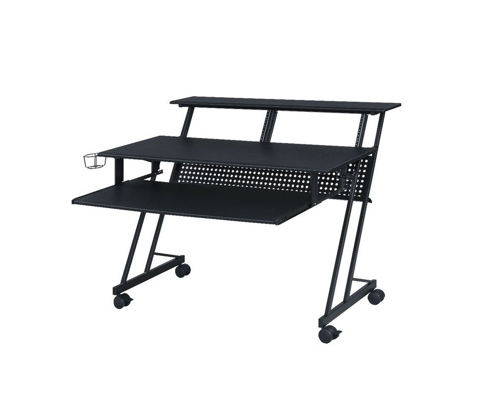 Escritorio para computadora con ruedas de 47" de madera y metal negro