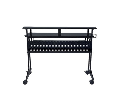 Escritorio para computadora con ruedas de 47" de madera y metal negro