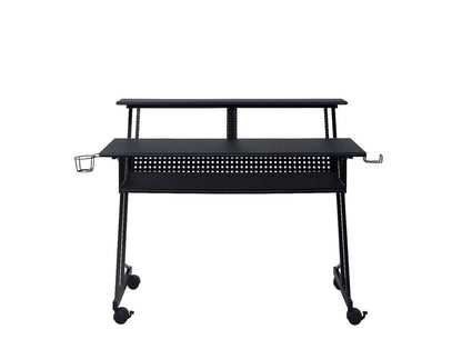 Escritorio para computadora con ruedas de 47" de madera y metal negro