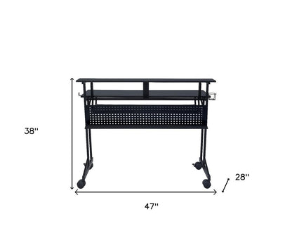 Escritorio para computadora con ruedas de 47" de madera y metal negro