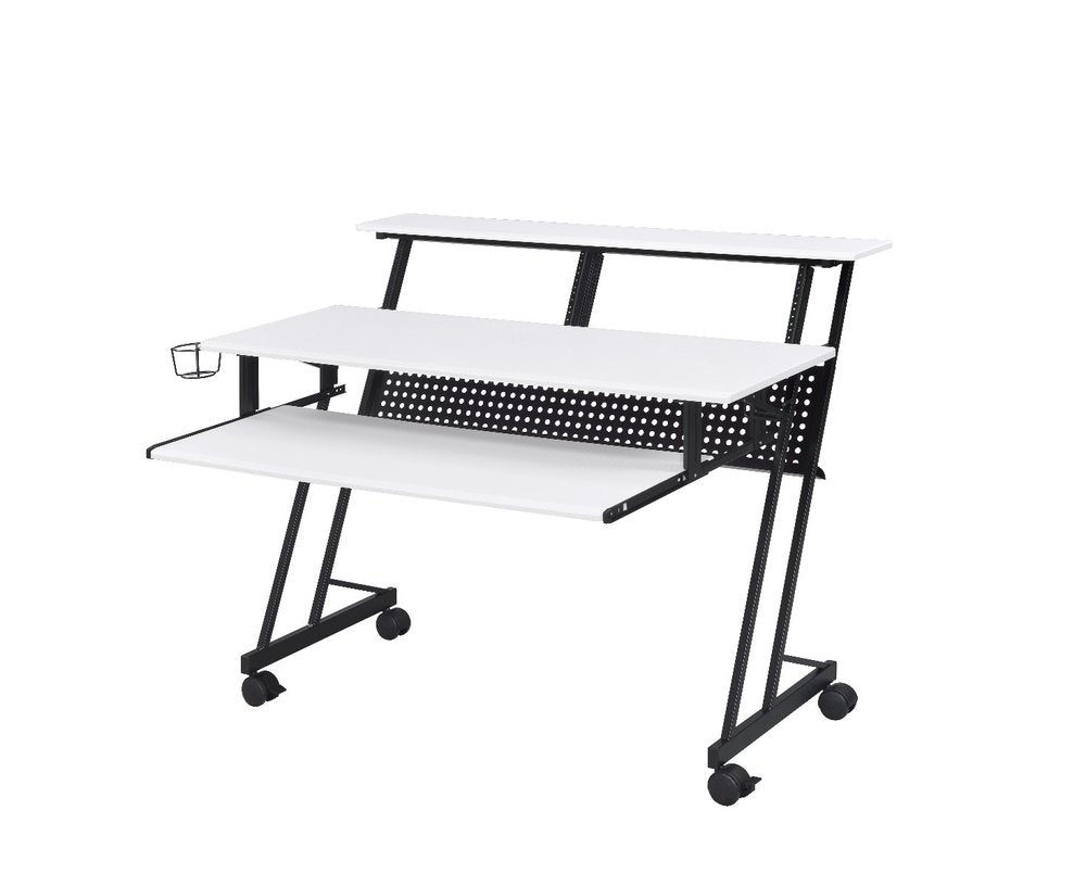 Escritorio para computadora blanco y negro de 47"