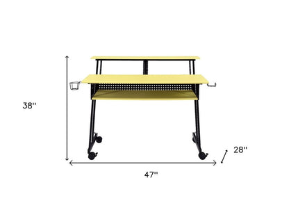 Escritorio para computadora amarillo y negro de 47"