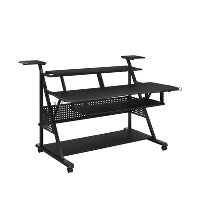 Escritorio para computadora con ruedas de 67" de madera y metal negro