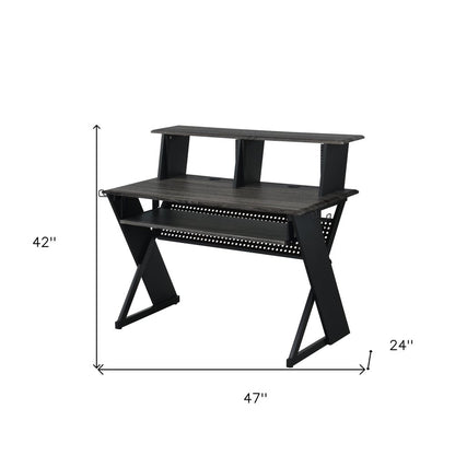 47" Black Wood and Metal Computer Desk