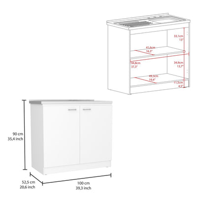 35" X 41" Natural And White Stainless Steel Counter And Utility Cabinet Utility Sink
