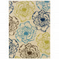 9' X 13' Green and Ivory Floral Stain Resistant Indoor Outdoor Area Rug