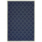 9' X 13' Blue and Ivory Geometric Stain Resistant Indoor Outdoor Area Rug