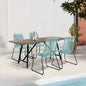 Five Piece Brown and Black Solid Wood Dining Set with Four Chairs