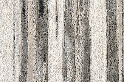 9' X 12' Silver Gray And Black Abstract Area Rug