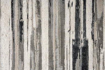 9' X 12' Silver Gray And Black Abstract Area Rug