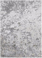9' X 12' Silver Gray And White Abstract Area Rug