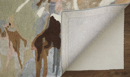 9' X 12' Tan and Gray Wool Floral Hand Tufted Area Rug