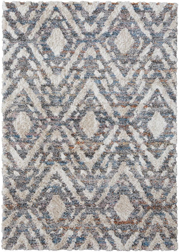 9' X 12' Ivory Gray And Taupe Geometric Power Loom Stain Resistant Area Rug