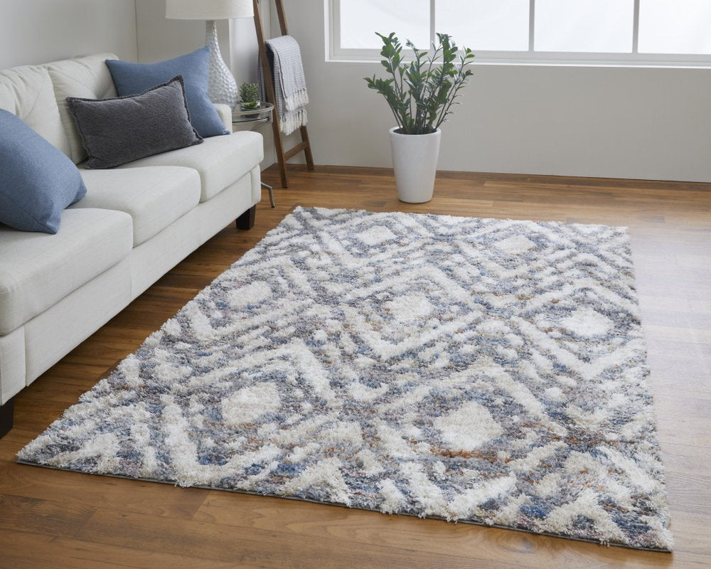 9' X 12' Ivory Gray And Taupe Geometric Power Loom Stain Resistant Area Rug
