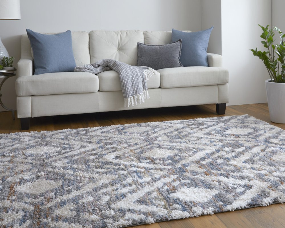 9' X 12' Ivory Gray And Taupe Geometric Power Loom Stain Resistant Area Rug