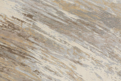 9' X 12' Ivory Tan And Brown Abstract Area Rug