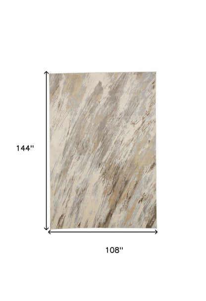 9' X 12' Ivory Tan And Brown Abstract Area Rug