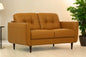 Loveseat de 59" de cuero camel y marrón