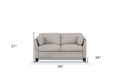 Loveseat de cuero blanco roto y marrón de 59"