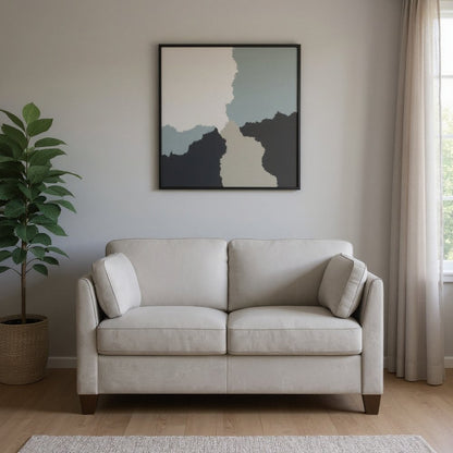Loveseat de cuero blanco roto y marrón de 59"