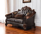 Loveseat de 66" con cojines en chenilla y cuero sintético marrón y marrón oscuro