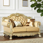 Loveseat de 64" de piel sintética color hueso y dorado con cojines