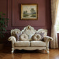 Loveseat de 70" de terciopelo dorado y perlado con cojines
