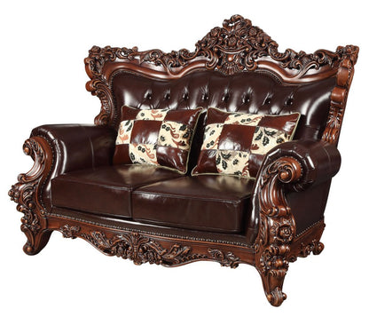 Loveseat curvo de 71" en piel sintética color espresso y marrón