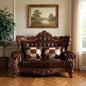 Loveseat curvo de 71" en piel sintética color espresso y marrón