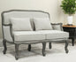 Loveseat de lino color crema y gris de 56" y cojines decorativos