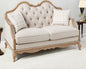 Loveseat de lino beige y marrón de 62" y cojines decorativos