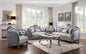43" Light Gray and Platinum Fabric Floral Tufted Arm Chair And Toss Pillow
