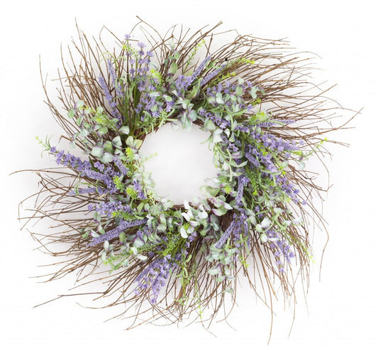 31" Purple Spring Twig And Mixed Assortment Artificial Wreath