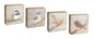 Set of Four Brown Bird Square Wood Plaques Hanging Wall Decor