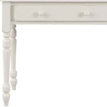 34" Off White Solid Wood Writing Desk
