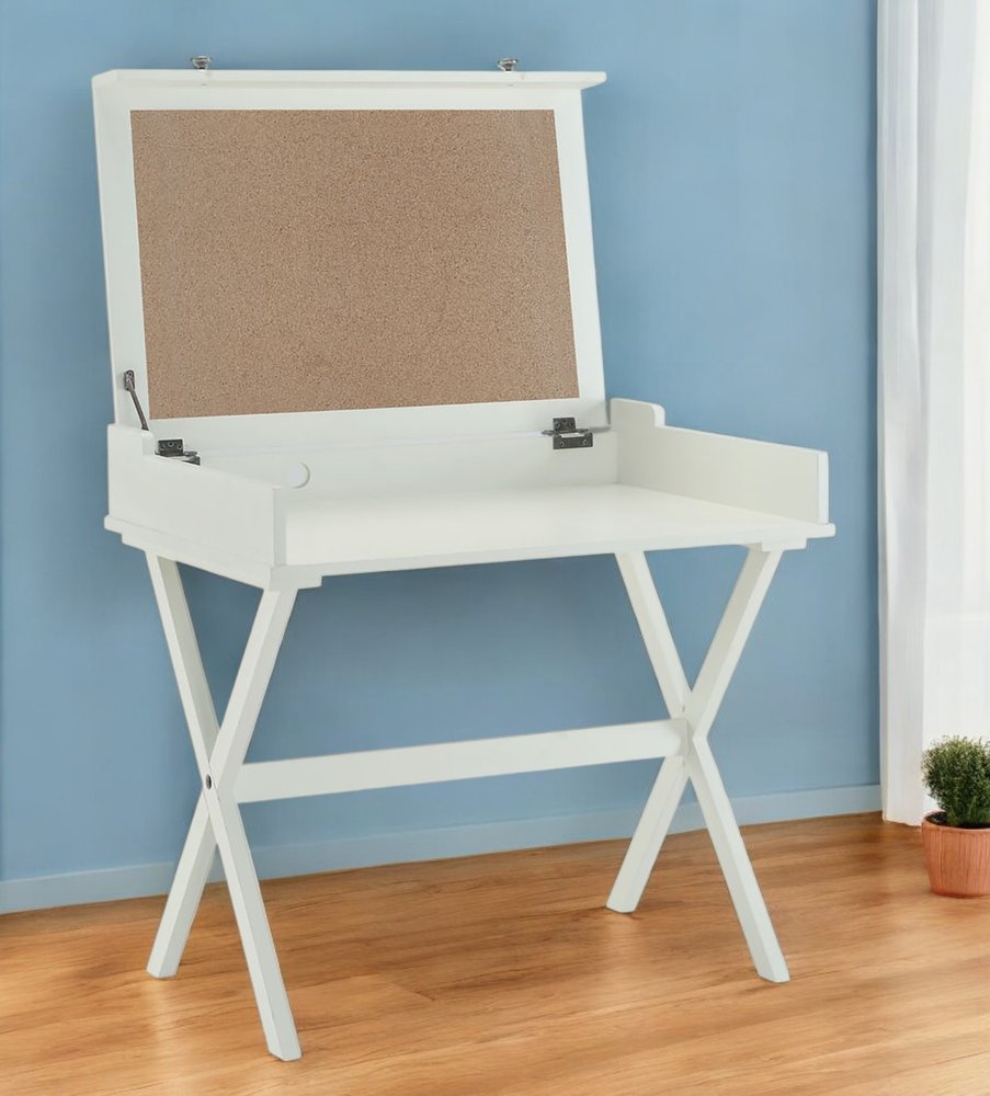 Escritorio abatible de madera blanca envejecida de 34"
