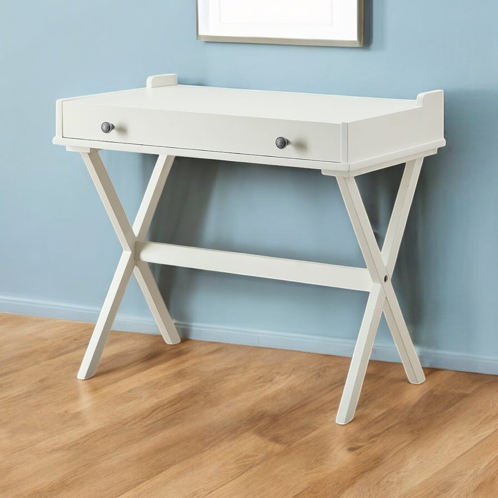 Escritorio abatible de madera blanca envejecida de 34"