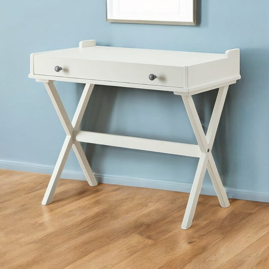 Escritorio abatible de madera blanca envejecida de 34"