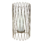 14" Gold Iron and Glass Tabletop Hurricane Candle Holder