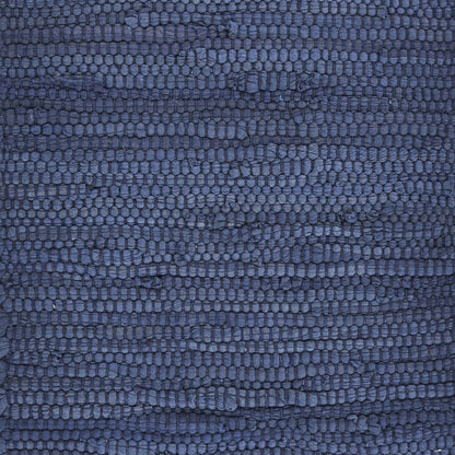 80" Navy Blue And Natural Solid With Border Cotton Table Runner