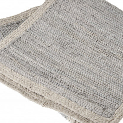 80" Navy Blue And Natural Solid With Border Cotton Table Runner