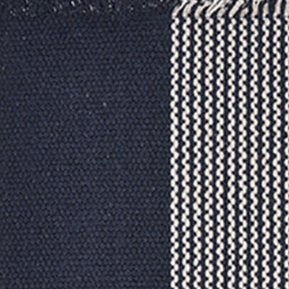 19" Set of Four Navy Blue And White Striped Cotton Placemats