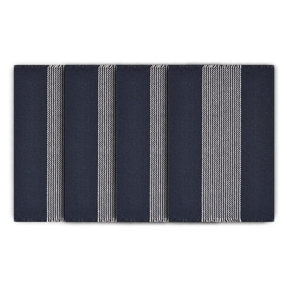 19" Set of Four Navy Blue And White Striped Cotton Placemats