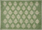 19" Set of Four Green And Cream Geometric Medallion Cotton Placemats