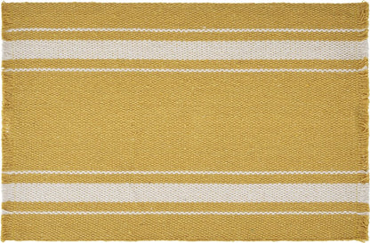 19" Set of Four Yellow And White Striped Cotton Placemats