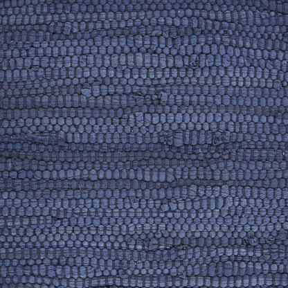 80" Navy Blue And Natural Solid With Border Cotton Table Runner