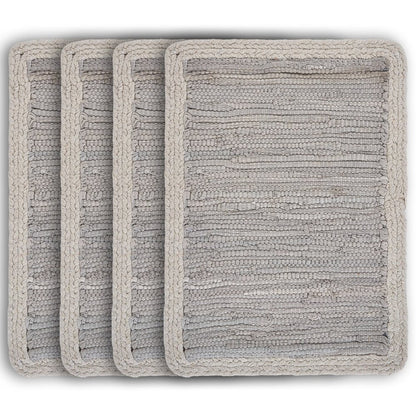 80" Navy Blue And Natural Solid With Border Cotton Table Runner